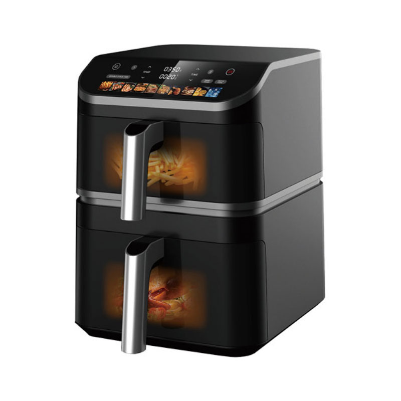 Hvordan administrerer Double Stack Air Fryer temperaturkontroll over begge stablede rom for jevn matlagingsresultater?
